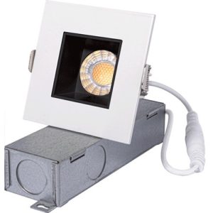 Lotus JXL-COB02-S08W-CCT-2SR-BF-BK 2" Square Recessed Eco LED 8W 3CCT 3-4-5K Baffle Reflector black, 36° Type IC Air Tight Damp
