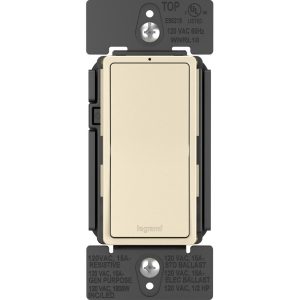 Legrand WNRL10LA Radiant 15 Amp 1800-Watt Single Pole/3-Way/Multi-Location Smart Light Switch With Netatmo - Matte Light Almond