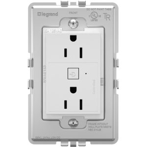 Legrand WNAR153W1 Adorne 15 Amp Double Pole Smart Outlet With Netatmo Plus Size - Matte White