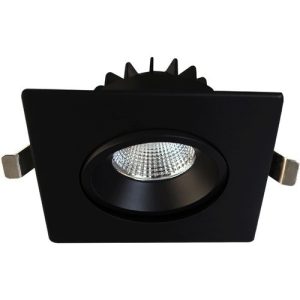 Lotus AD-LED-4-S12W-5CCT-BK-LREY-SQ 4" Square Venus Adjustable 12W LED Black Trim 5CCT 38° Type IC Wet Air-Tight ES T24 CRI 90+