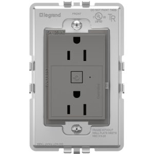 Legrand WNAR153M1 Adorne 15 Amp Double Pole Smart Outlet With Netatmo Plus Size - Matte Magnesium