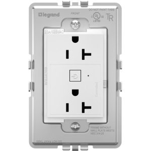 Legrand WNAR203W1 Adorne 20 Amp Double Pole Smart Outlet With Netatmo Plus Size - Matte White