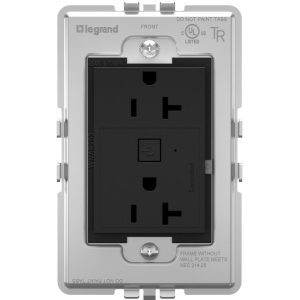 Legrand WNAR203G1 Adorne 20 Amp Double Pole Smart Outlet With Netatmo Plus Size - Matte Graphite
