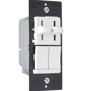 Legrand LSCLDC163PW Pass & Seymour Dual Slide Fan Control and Dimmer Single Pole/3-Way CFL/LED - White