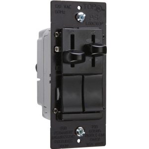 Legrand LSDC163PBKV Pass & Seymour 1.6 Amp 3-way Dual Slide Fan Control and Dimmer - Black