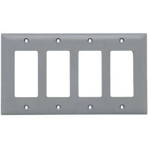 Legrand TP264GRY TradeMaster 4-Gang Decorator Wall Plate - Gray