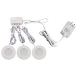Lotus 3P-AD107T-3K 3 Pack Puck Light 3" LED 3000K 150 lm per Puck With 12V Plug-In Non Dim Driver & 6-Port Hub