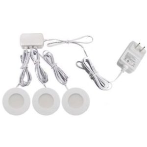Lotus 3P-AD107T-4K 3 Pack Puck Light 3" LED 4000K 170 lm per Puck With 12V Plug-In Non Dim Driver & 6-Port Hub