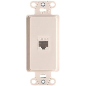Legrand WP3210LA On-Q 1-Gang Decorator Pre-Configured 1-Port Strap RJ45 - Light Almond
