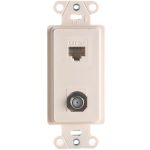 Legrand WP3211LA On-Q 1-Gang Decorator Pre-Configured 2-Port Strap Phone & TV - Light Almond