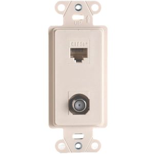 Legrand WP3211LA On-Q 1-Gang Decorator Pre-Configured 2-Port Strap Phone & TV - Light Almond