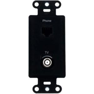 Legrand WP3211BK On-Q 1-Gang Decorator Pre-Configured 2-Port Strap Phone & TV - Black