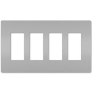 Legrand RWP264GRY Radiant 4-Gang Screwless Rocker Wall Plate - Gray