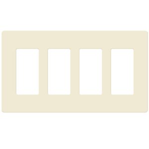 Legrand RWP264LA Radiant 4-Gang Screwless Rocker Wall Plate - Light Almond