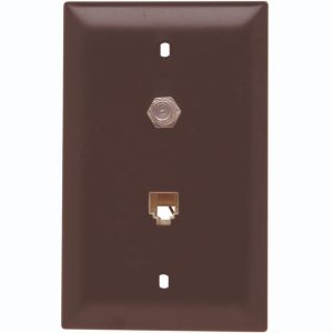 Legrand TPTELTV On-Q 1-Gang Combination Coaxial and RJ11 Connector - Brown