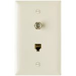 Legrand TPTELTVLA On-Q 1-Gang Combination Coaxial and RJ11 Connector - Light Almond