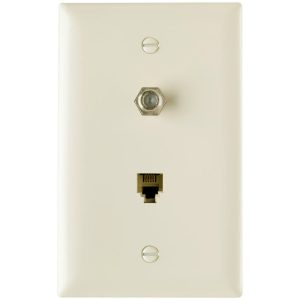 Legrand TPTELTVLA On-Q 1-Gang Combination Coaxial and RJ11 Connector - Light Almond