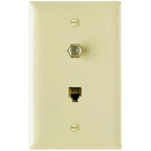 Legrand TPTELTVI On-Q 1-Gang Combination Coaxial and RJ11 Connector - Ivory
