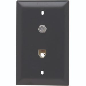 Legrand TPTELTVBK On-Q 1-Gang Combination Coaxial and RJ11 Connector - Black