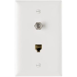 Legrand TPTELTVW On-Q 1-Gang Combination Coaxial and RJ11 Connector - White