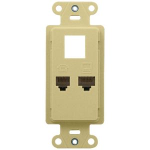 Legrand WP1000IV On-Q 1-Gang Pre-Configured Decorative Phone and Data Outlet Insert - Ivory