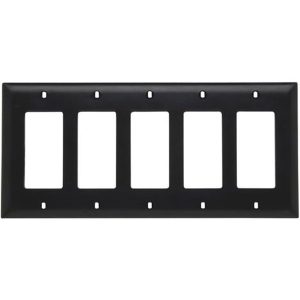 Legrand TP265BK TradeMaster 5-Gang Decorator Wall Plate - Black