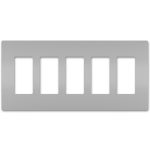 Legrand RWP265GRY Radiant 5-Gang Screwless Rocker Wall Plate - Gray