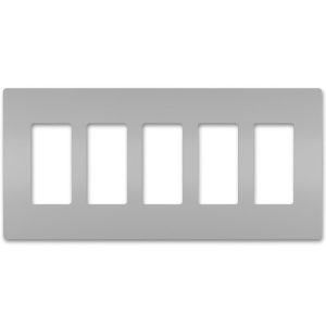 Legrand RWP265GRY Radiant 5-Gang Screwless Rocker Wall Plate - Gray