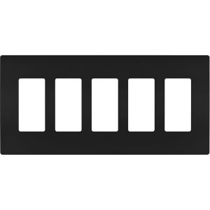 Legrand RWP265BK Radiant 5-Gang Screwless Rocker Wall Plate - Black