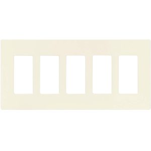 Legrand RWP265LA Radiant 5-Gang Screwless Rocker Wall Plate - Light Almond