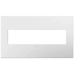 Legrand AWP4GWHW4 Adorne 4-Gang Screwless Wall Plate - Glossy White on White