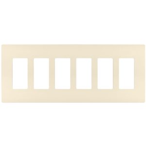 Legrand RWP266LA Radiant 6-Gang Screwless Rocker Wall Plate - Light Almond
