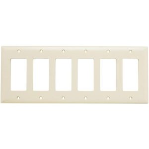 Legrand TP266LA TradeMaster 6-Gang Decorator Wall Plate - Light Almond