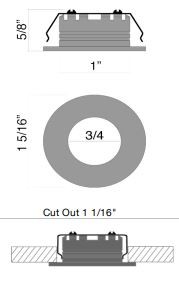 Lotus 6P-AD108-3K-D-H 6 Pack Mini Puck White 1" LED 12V 1W 3000K 70 lm per Puck With Plug-In Non Dim Driver & 6-Port Hub