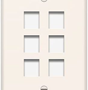 Legrand WP3306LA Pass And Seymour 1-Gang Oversized Wall Plate 6 Port Light Almond