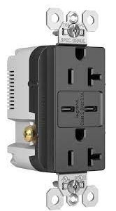 Legrand TR15HUSBACBK Pass And Seymour 15A 125V Duplex Hospital Grade Tamper-Resistant Receptacle And USBA-USBC 3.1A Black