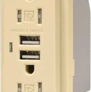 Legrand TR15USBACI Pass And Seymour 15A 125V Duplex Tamper-Resistant Receptacle And USBA-USBC 3.1A Ivory