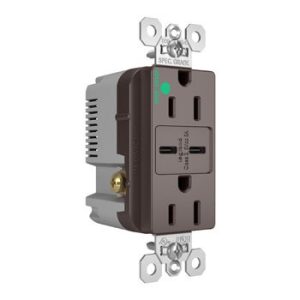 Legrand TR15HUSBCC6 Pass And Seymour 15A 125V Hospital Grade Tamper-Resistant Receptacle And 2 USBC Fast Charge Brown