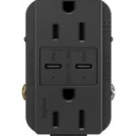 Legrand TR15HUSBAC6BK Pass And Seymour 15A 125V Hospital Grade Tamper-Resistant Receptacle And USBA And USBC Fast Charge Black