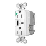 Legrand TR15HUSBAC6W Pass And Seymour 15A 125V Hospital Grade Tamper-Resistant Receptacle And USBA And USBC Fast Charge White