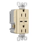 Legrand TR15USBCC6LA Pass And Seymour 15A 125V Tamper-Resistant Receptacle And 2 USBC Fast Charge Light Almond