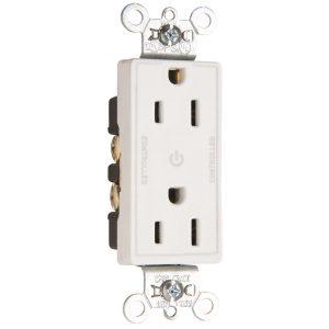 Legrand 26252CDW Pass And Seymour 15A Dual-Controlled Decorator Receptacle White