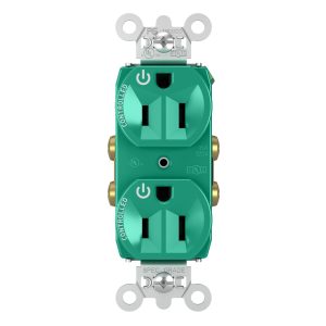 Legrand 5262CDGN Pass And Seymour 15A Dual-Controlled Duplex Receptacle Green