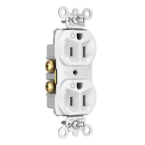 Legrand 5262CDI Pass And Seymour 15A Dual-Controlled Duplex Receptacle Ivory