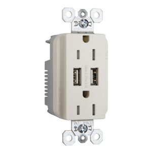 Legrand TR5262USBLA Pass And Seymour 15A Duplex Receptacle Tamper-Resistant Spec With 3.1A USB Charger