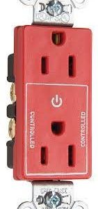 Legrand 26252CHRED Pass And Seymour 15A Half Controlled Decorator Receptacle Red