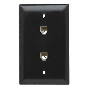 Legrand TPTE2BK Pass And Seymour 2 Telephone 4 Conductor 1-Gang Thermoplastic Plate Black