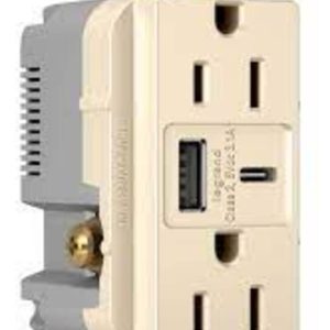 Legrand TR20HUSBACI Pass And Seymour 20A 125V Duplex Hospital Grade Tamper-Resistant Receptacle And USBA-USBC 3.1A Ivory