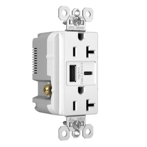 Legrand TR20USBACW Pass And Seymour 20A 125V Duplex Tamper-Resistant Receptacle And USBA-USBC 3.1A White