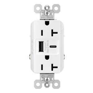 Legrand TR20USBAC6W Pass And Seymour 20A 125V Tamper-Resistant Receptacle And USBA And USBC Fast Charge White